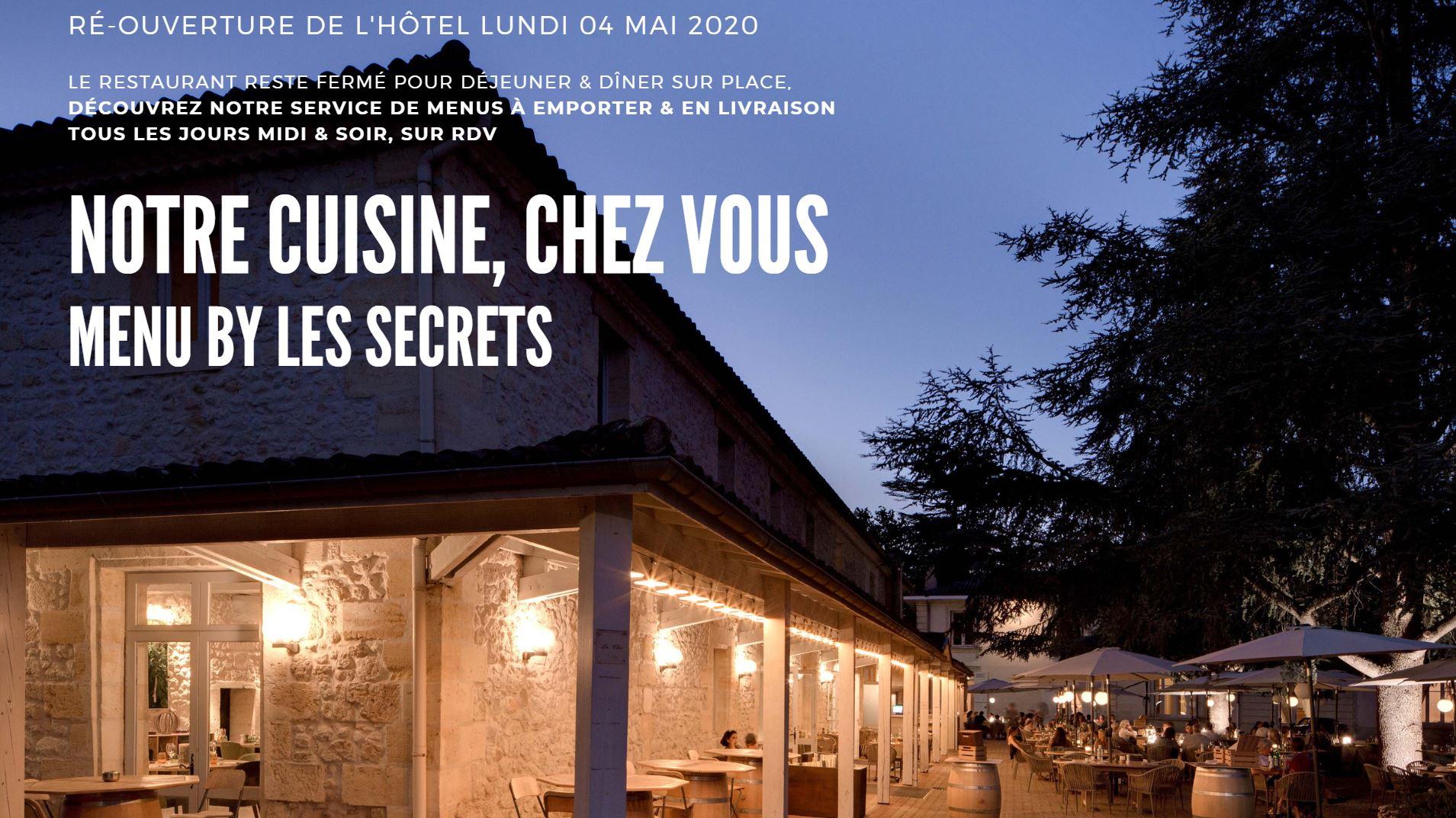 Les Secrets Château Pey La Tour Menu