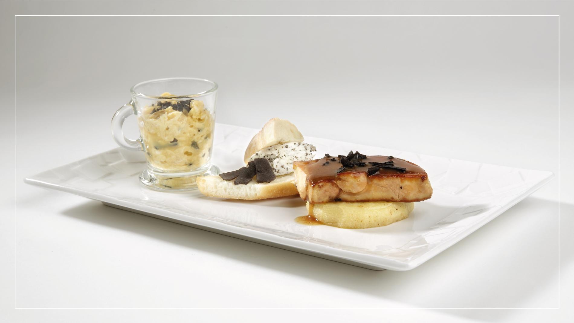 brouillade et foie gras poele a la truffe du Perigord
