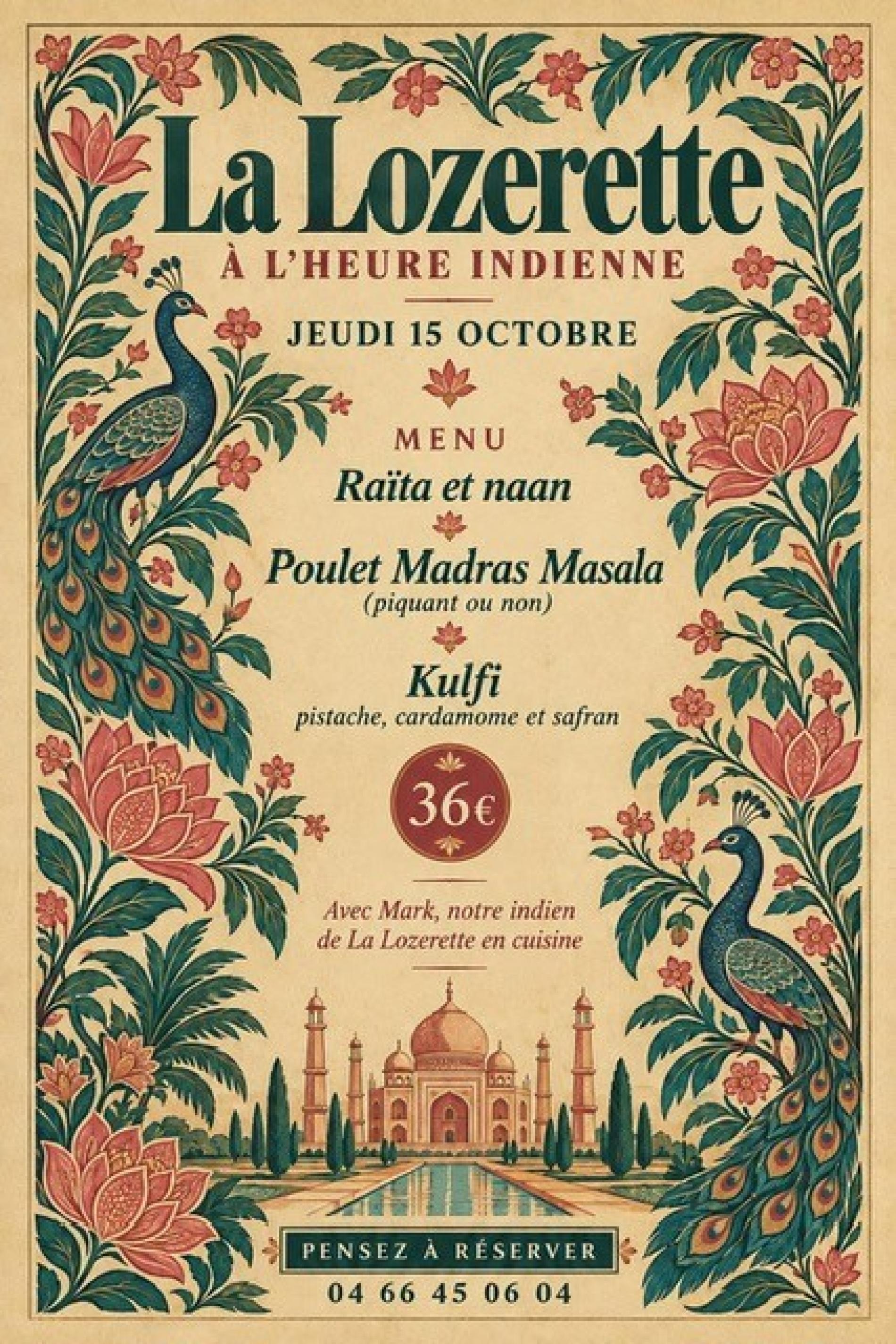 Menu indien - Jeudi 15 octobre 2026